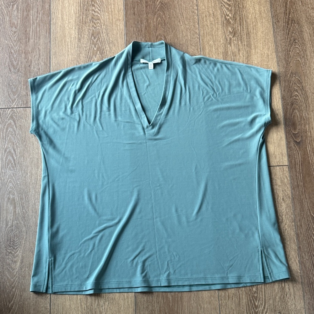 Sympli Eucalyptus Green V-Neck Blouse